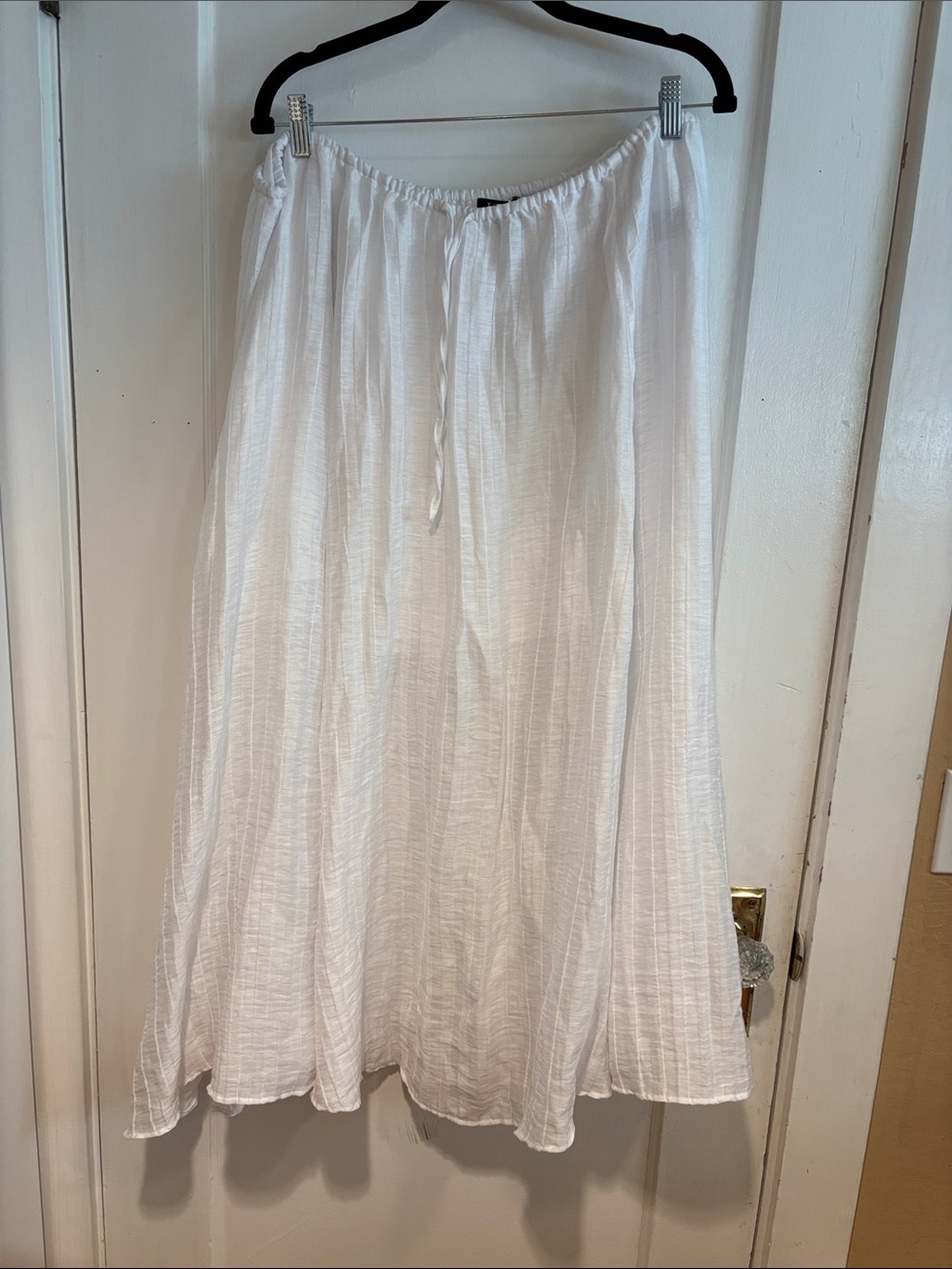 J. Crew White Cotton lined Maxi Skirt with Drawstring Waist XL